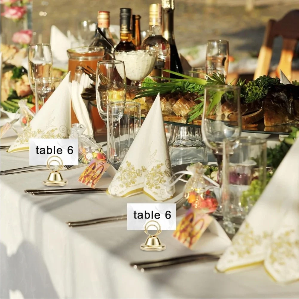 New 24 pcs Table Number Holders, Metal Finish Wire Picture Holders Place Card